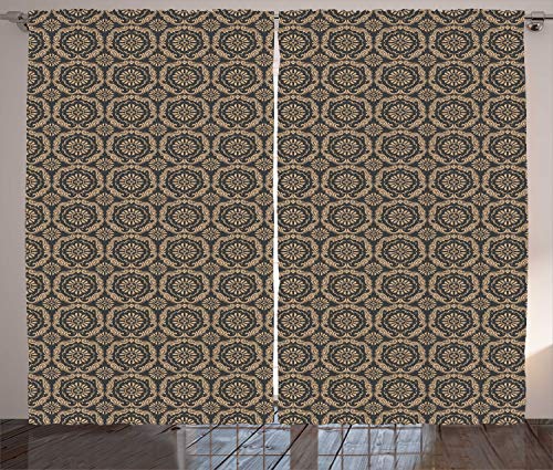 Ambesonne Classical Curtains, Damask Inspired Pattern with a Traditional Feel