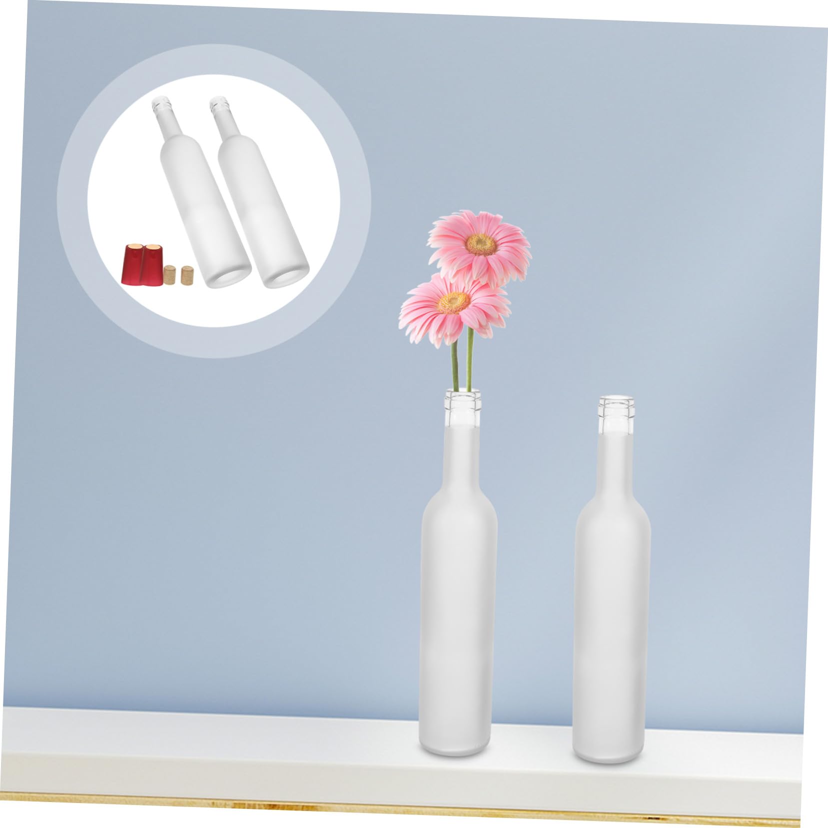 VALICLUD 2stücke Farbige Glas Weinflaschen Leer Multifunktionale Weinflaschen aus Glas für Dekoration und Aufbewahrung von Wein Saft und Blumen