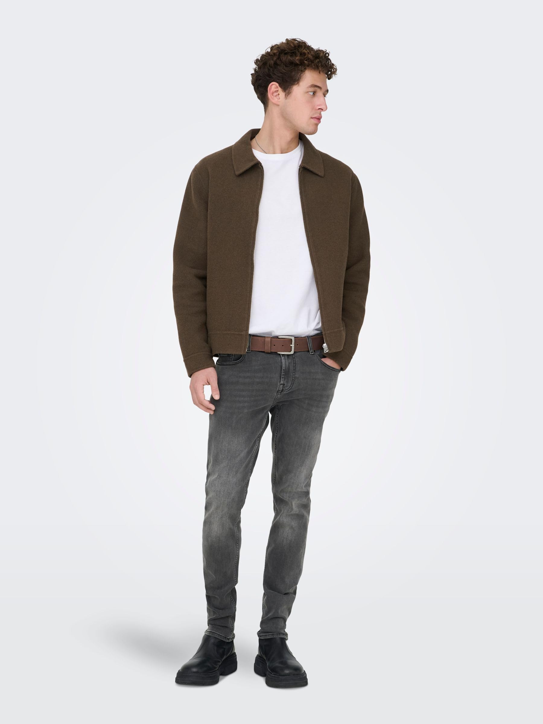 Only & Sons Uomo O&S Slim Fit Pantaloni Jeans Basic Denim ONSWARP Elasticizzato Pantaloni A Svasati