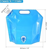 Vista 2 de PATIKIL Bolsa de contenedor de agua plegable de 1.3 galones con espita, paquete de 3 contenedores de agua plegables de polietileno para camping