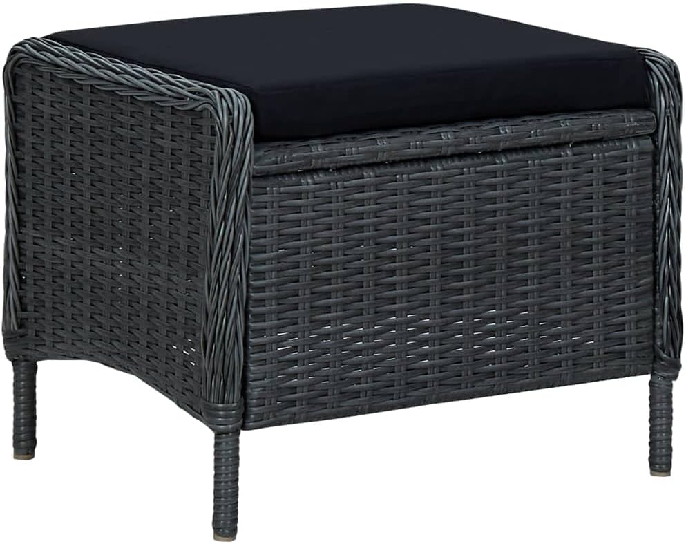 2 Piece Patio Lounge Set with Cushions,Afternoon Tea Suit,Party Furniture,Garden Dining Set Furniture,Features Reclining Function, Poly Rattan Dark Gray