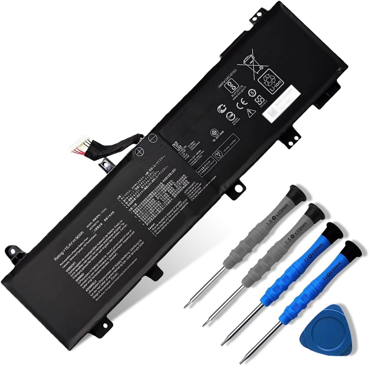 C41N1906-1 (Long Cable) 90Wh Laptop Battery Compatible with ASUS FA506IV FA566IV FX506 FX566IV FX766IU TUF Gaming A15 FA506IV-AL991T Series Notebook 15.4V 5675mAh