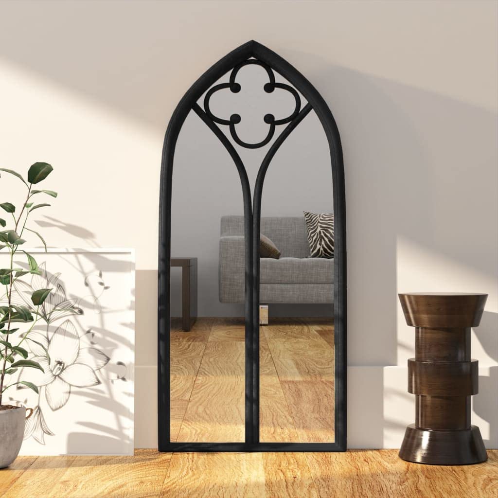 Spiegel Schwarz 100x45 cm Eisenrahmen Innenbereich Wandspiegel für Flur Bad Schlafzimmer Wohnzimmer Deko Kosmetik Makeup und Rasur