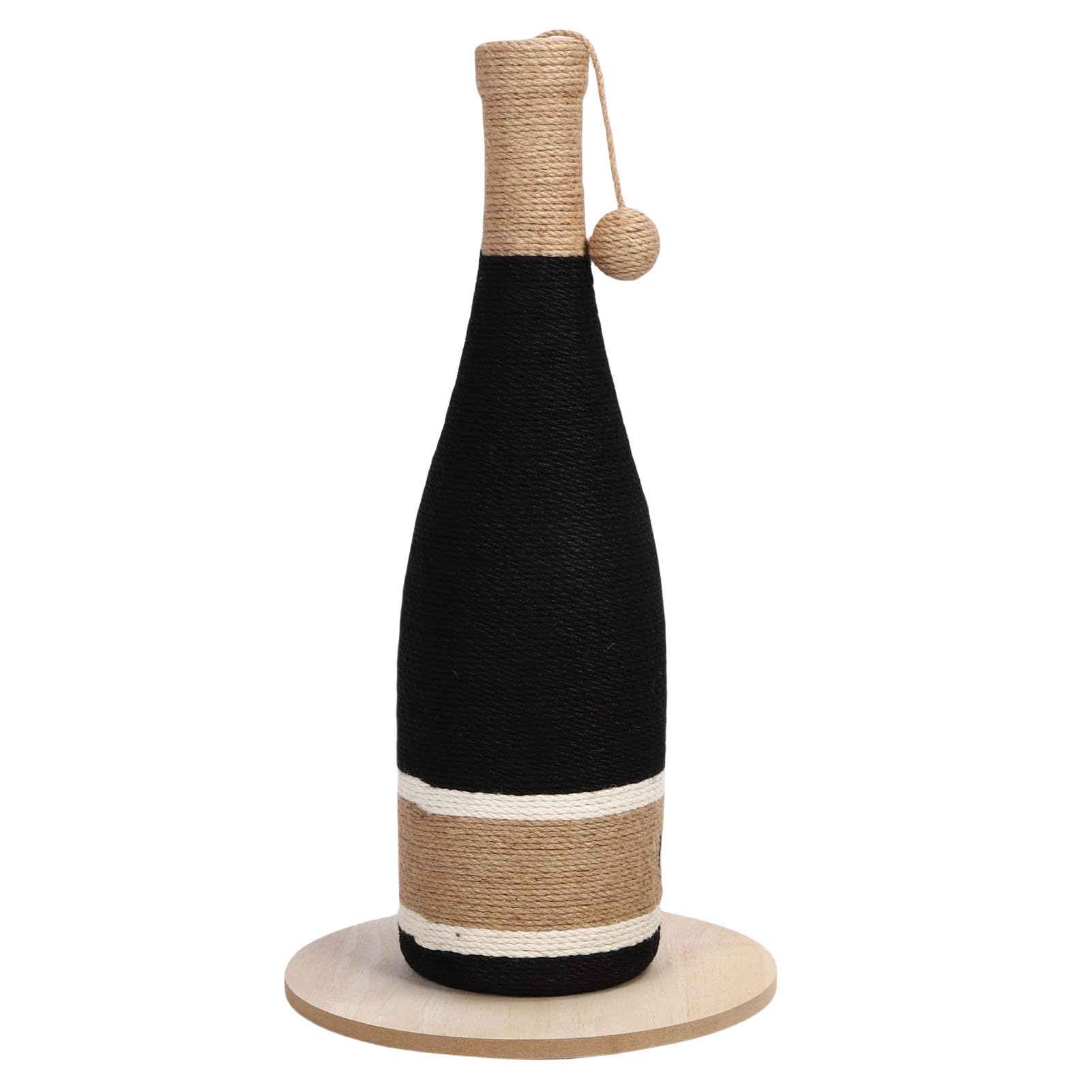 Jiawu Poste Rascador para Botella de Vino para Gatos, Juguete Multifuncional Resistente para Gatos juguetones. Tablero Rascador Plano de Material de Tablero de Densidad y Cuerda de cáñamo. Ideal