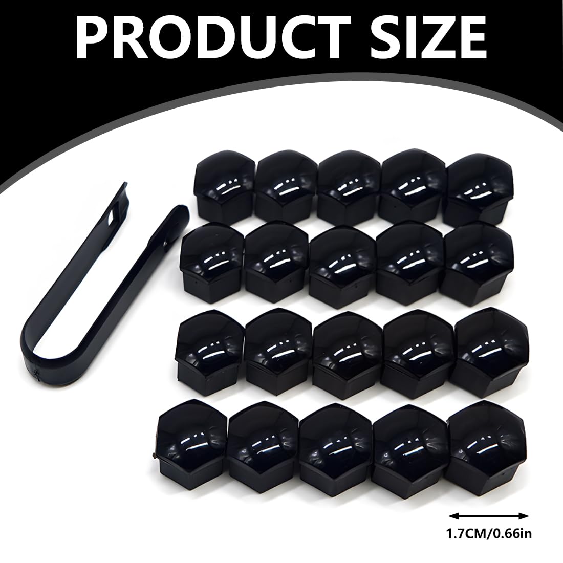 20 Copricerchi Universali Esagonali per Bulloni Ruota con Set di Strumenti di Rimozione Accessori Auto per Esterni (17mm) (Nero)