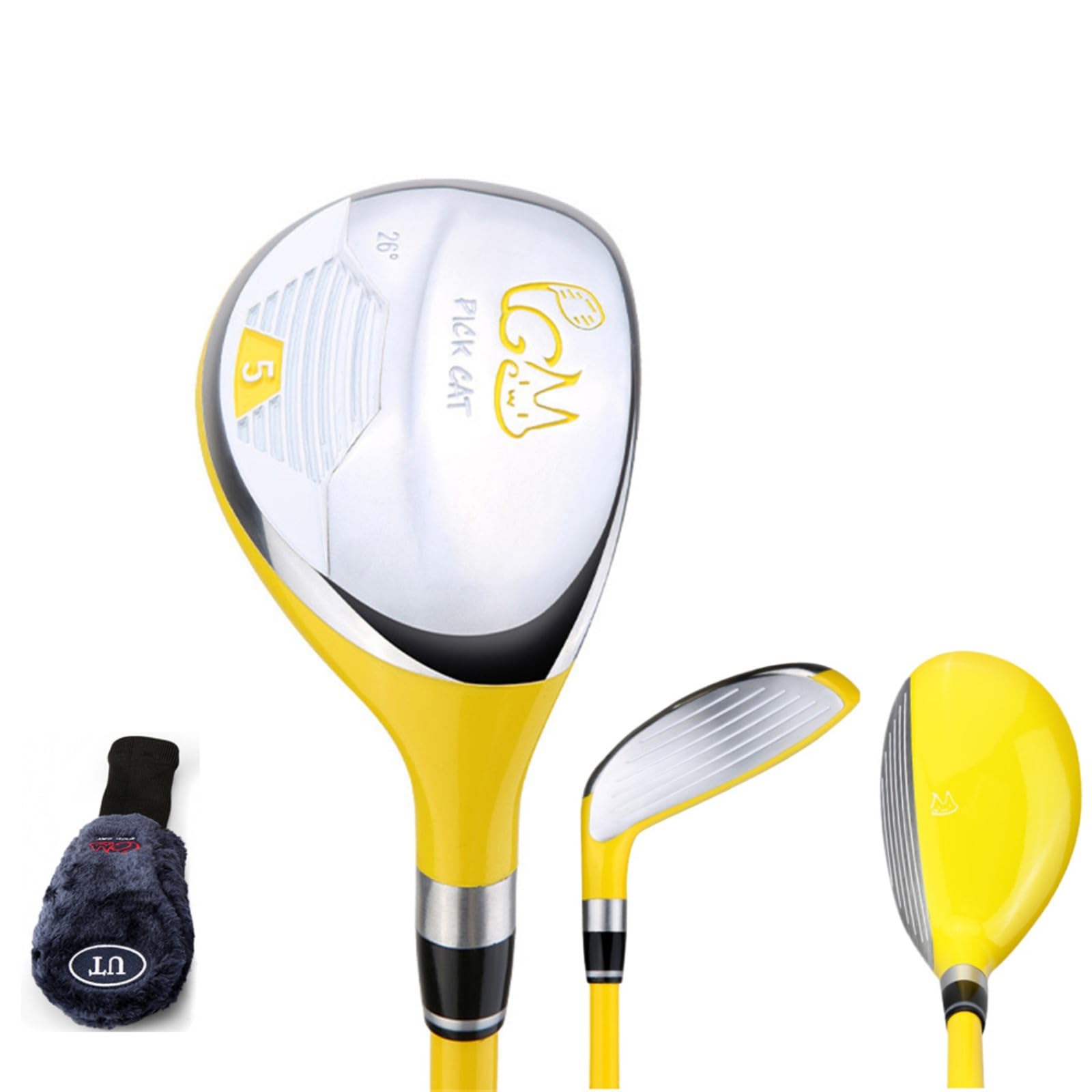 Golf Club Wood #1 Golf Driver/Golf Hybrid for Right Handed 3-12 Year Beginner Kids Boys Girls with Carbon Shaft and Headcover (Yellow,Hybrid,Age 9-12)