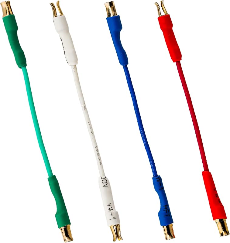 4pcs Universal Turntable Cartridge Headshell Lead Wires with Upgraded Easy to Plug and Unplug Spring Cliper Head, 7N OFC Audiophile Grade Phono Cartridge Cables for Turntable Record Players