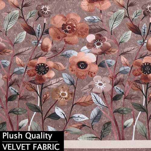 Image of Velvet Single Seater Sofa Cover with 2 Seat and Back Covers, 2 Hand Rest Covers - Floral Design - Washable Fabric - Stylish Sofa Cover for Modern Living Room (Brown, 1 Seater With Arm Cover)