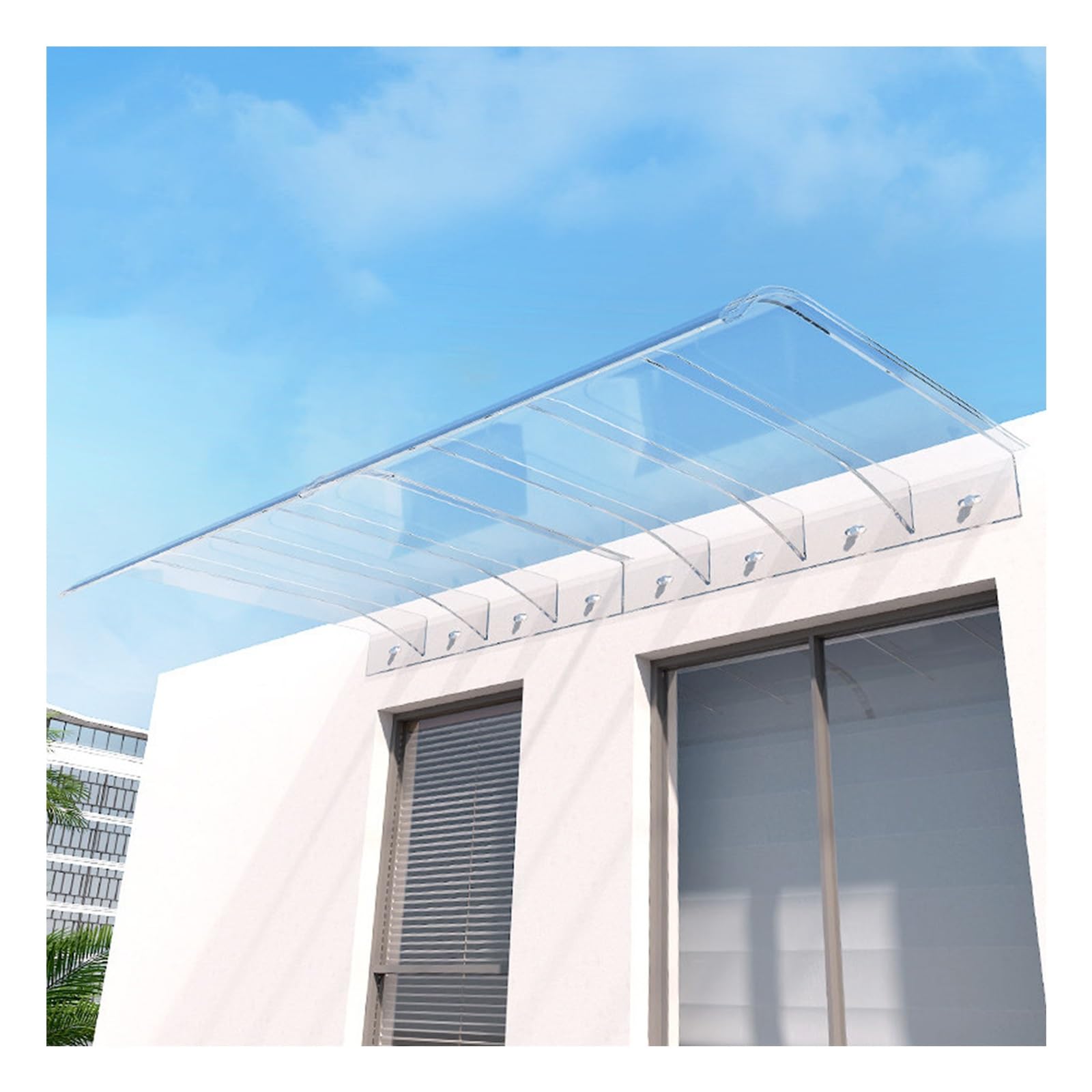 Upgraded and reinforced polycarbonate front door awning,with 3.5mm Thickness,All-Weather UV/Rain/Snow Protection,Clear Door Awning,Patio Roofing Canopies(W35*L50cm/W13.7*L19.6in)