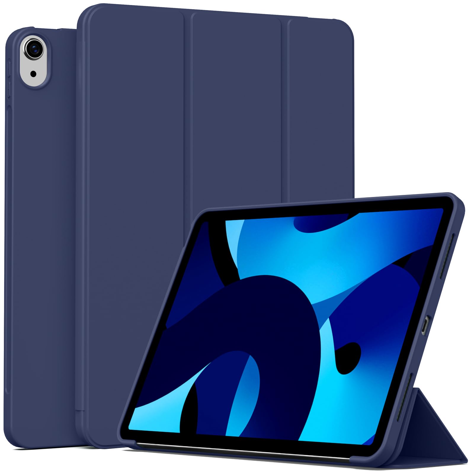 BFGTSJF Case for iPad A16 11th Generation 11 Inch 2025, iPad 10th Generation 2022 10.9 Inch, Auto Sleep/Wake Function, Ultra Light Thin Soft TPU Back Protective Case Smart Folio Cover, Navy