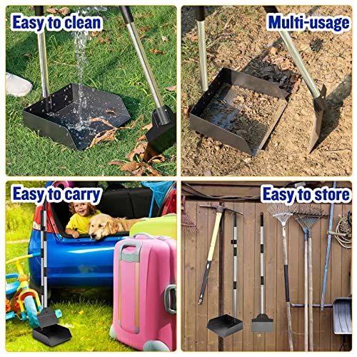 Image of Pooper Scooper for Large Dogs, Adjustable Long Handle Metal Tray and Spade Poop Scooper for Dogs with Bin for Pet Waste Removal, No Bending Clean Up Pooper Scooper for Medium and Large Dogs