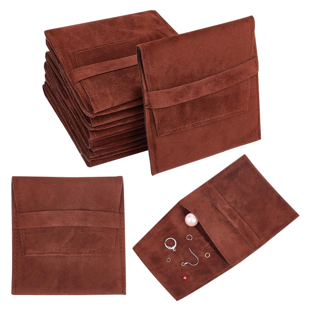 NBEADS 24 bolsas de joyería de microfibra marrón, bolsa de cosméticos de bolsillo, bolsas de terciopelo para joyas, bolsa plegable