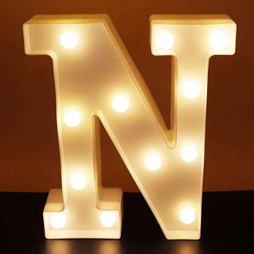 Miniatura 10 de AUSAYE Letras con luces LED, letras del alfabeto, letreros luminosos, luz nocturna para el hogar, bares, fiestas, bodas, cumpleaños, decoración de