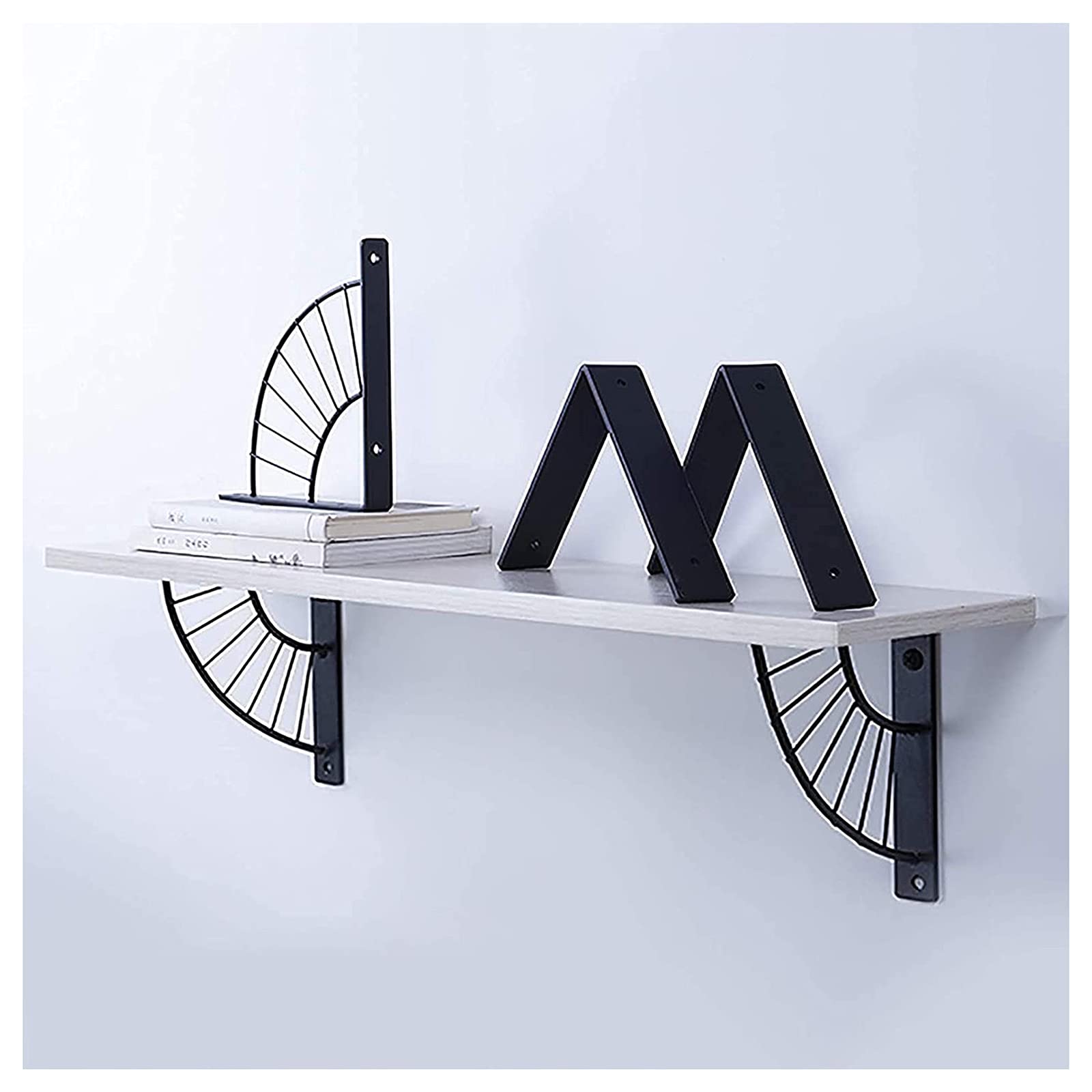 Regalhalterungen Dekorative Wandhalterung aus Metall, schwimmende Halterung, multifunktionale Halterung, 20 cm rechtwinklige Halterung, Zubehör, Schwarz, 30 cm