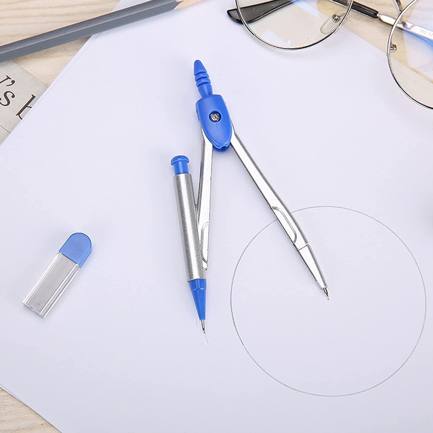 AKAZI Geometrie-Set Zirkel-Set Professioneller Zirkel für Geometrie mit extra Nachfüllminen Mathe-Zirkel Zeichenzirkel zum Zeichnen Zirkel und Winkelmesser