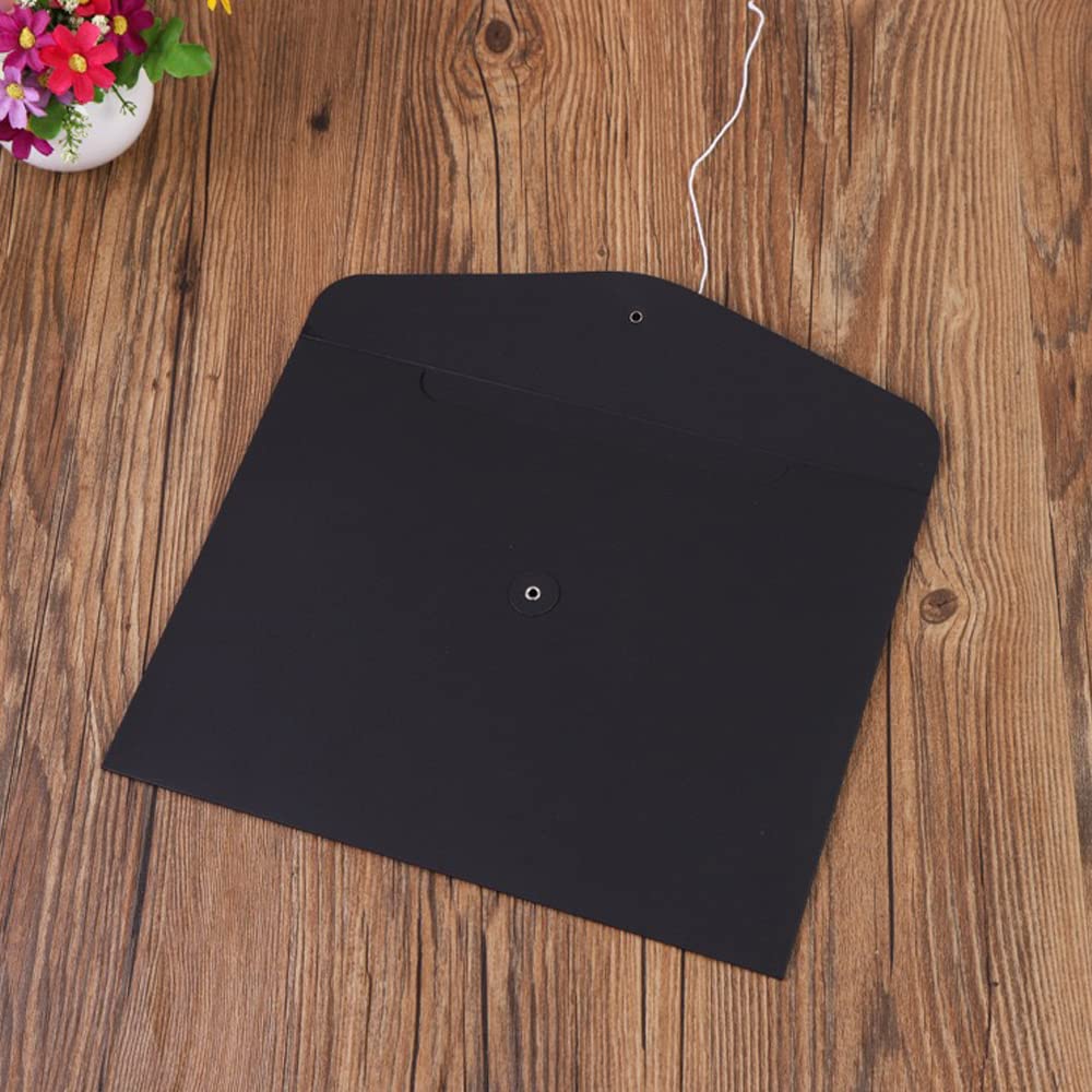 Lot 10 Porte-Documents Kraft A4 - Pochette Fermeture Ficelle Bouton Pour Bureau Et École