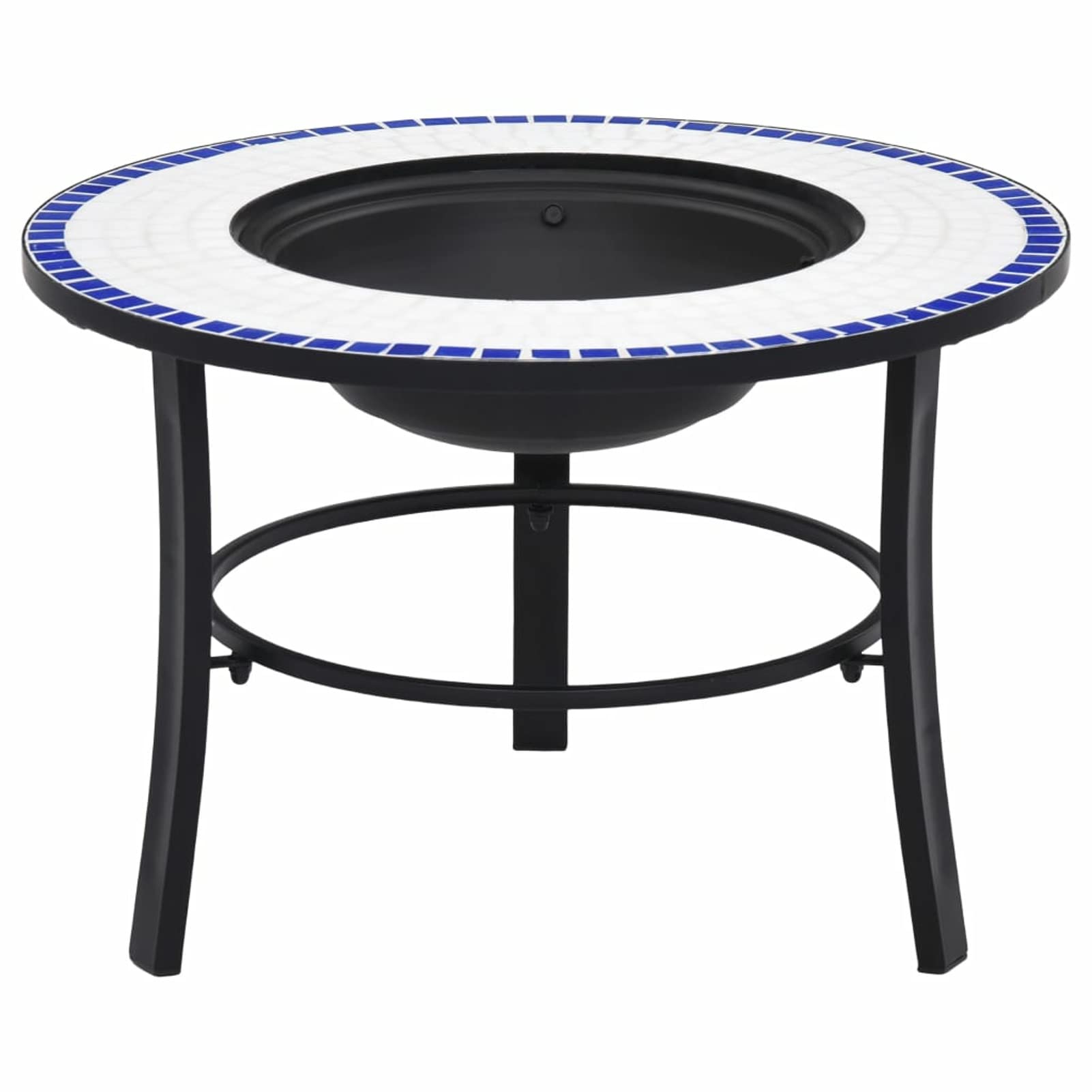 Homgoday Braciere a mosaico in ceramica blu e bianco, 68 cm, braciere esterno falò giardino pozzo fuoco ciotola nero per giardino terrazza