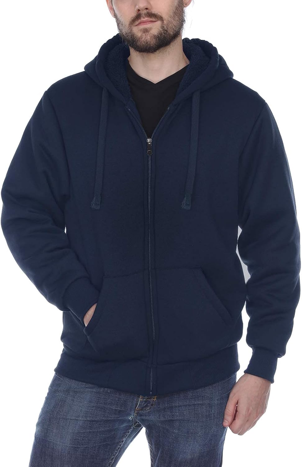 Facitisu Flannel Hoodies for Men Sherpa Lined Heavy Fleece Plaid Jacket Mens Coats Plus Size Big Tall - Image 4