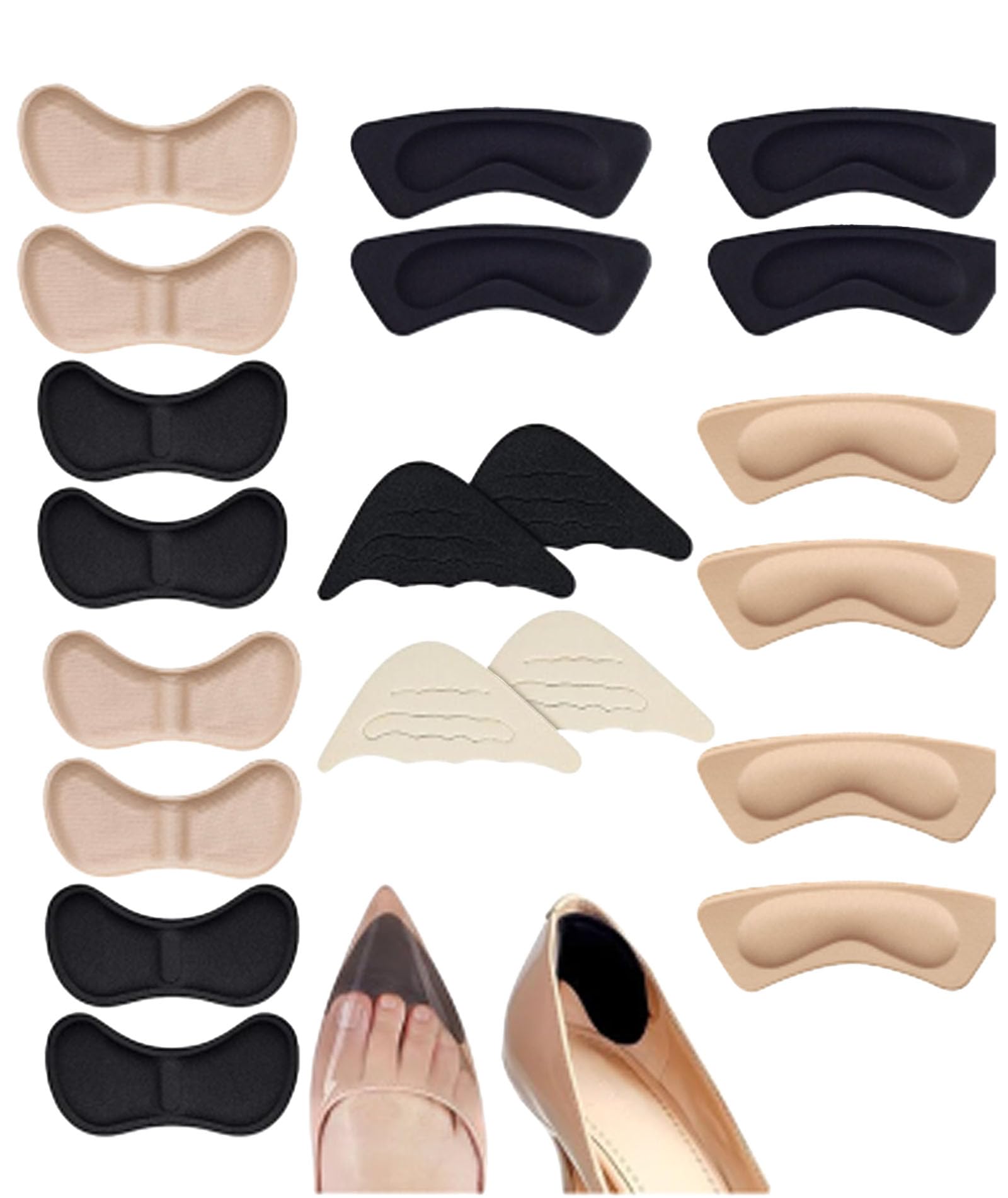 20PCS Heel Protector, Shoe Bite Protector for Women, Shoe Size Reducer Inserts, 8 Pairs Heel Cushions with 2 Pairs Toe Fillers, Universal Fit for All Footwear Types-picture-43