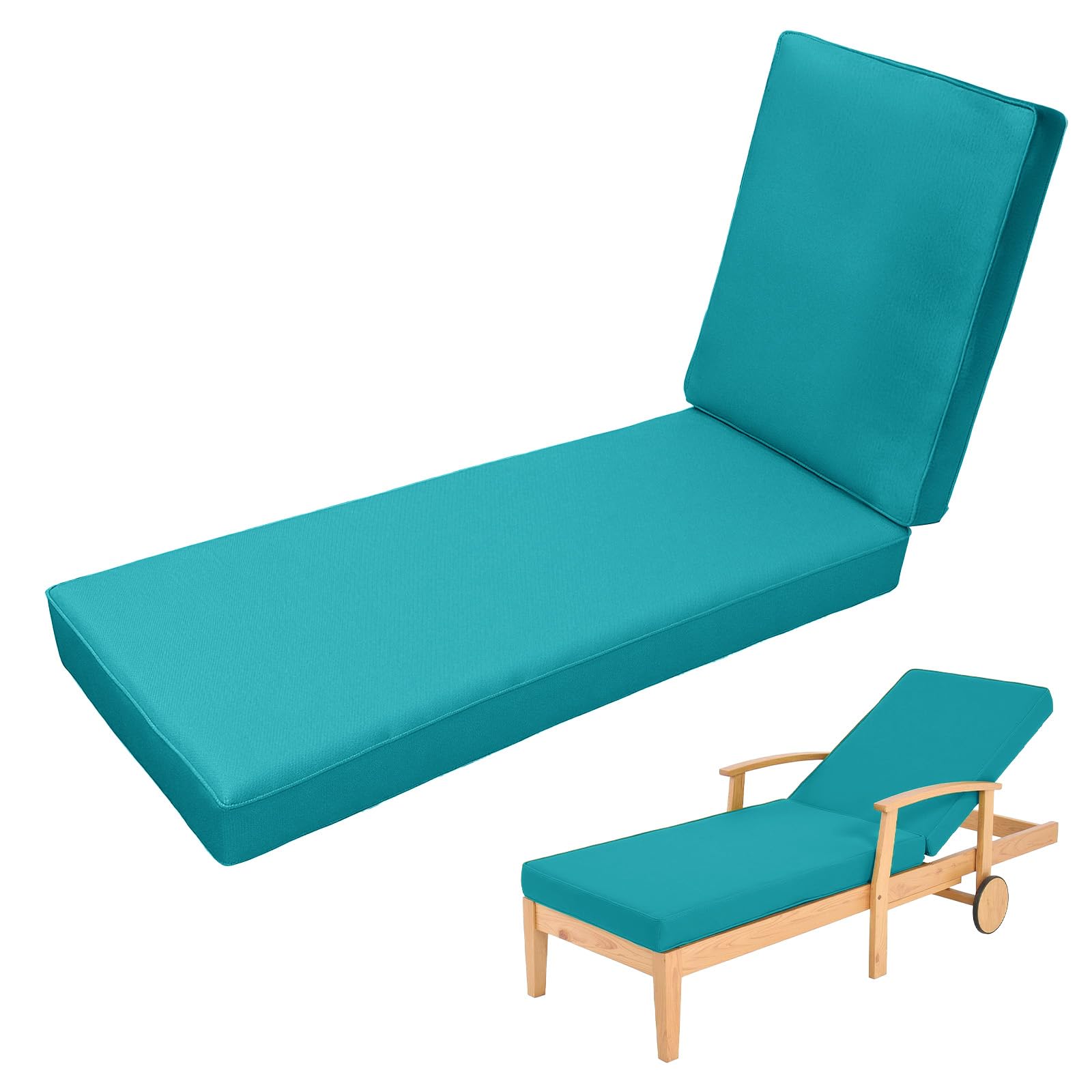 Sun Lounger Cushion Only, Waterproof Garden Recliner Cushions Sun Lounger Replacement Cushion for Steamer Recliner, Deck Pad, Pool, Lawn or Indoor Washable Cushion Cover,62 Emerald Green,203x66x10cm