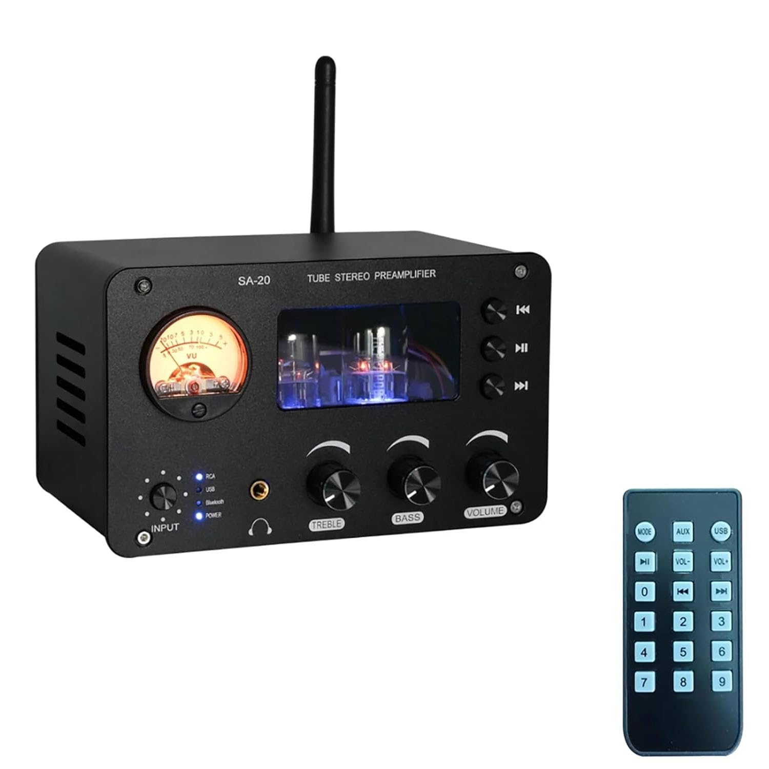 Bezstratny wzmacniacz audio HiFi, przedwzmacniacz lampowy, bezstratne wyjście HIFI, regulacja tonów wysokich/basowych, pamięć flash Bluetooth/wejście RCA, do domu, biura