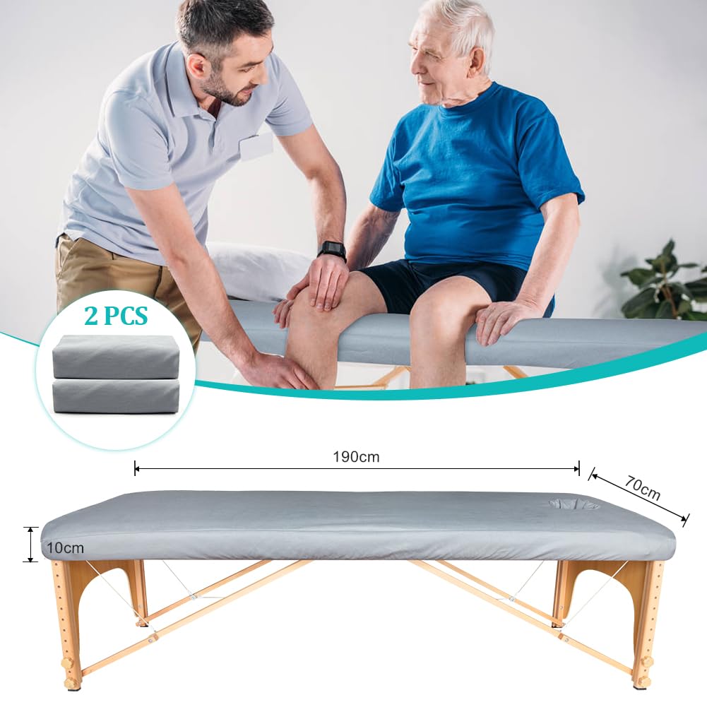 2pcs Spannbezug mit Loch für Massageliege, 70 x 190cm Waschbar Massageliege Bezug mit Nasenschlitz Weicher Überzug für Massageliege Hautfreundlicher Kosmetikliege Liegenbezug