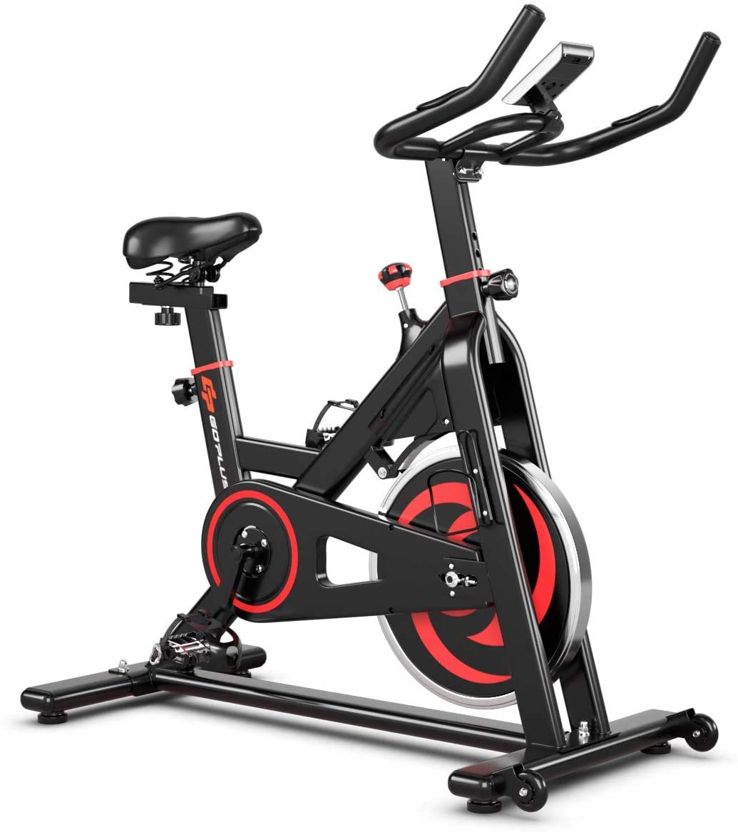 Stationary Exercise Bike Silent Belt Drive Cycling Fit 20LBS Flywheel Home Gym