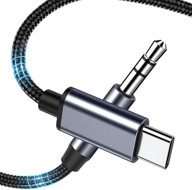 JeoPoom Type C to 3.5mm Headphone Adapter, USB C to 3.5mm Audio Aux Jack Cable, USB Type c 3.5mm Adapter, Compatible with Most Type-c Devices Compatible, Plug and Play, Strong and Durable(Gray)