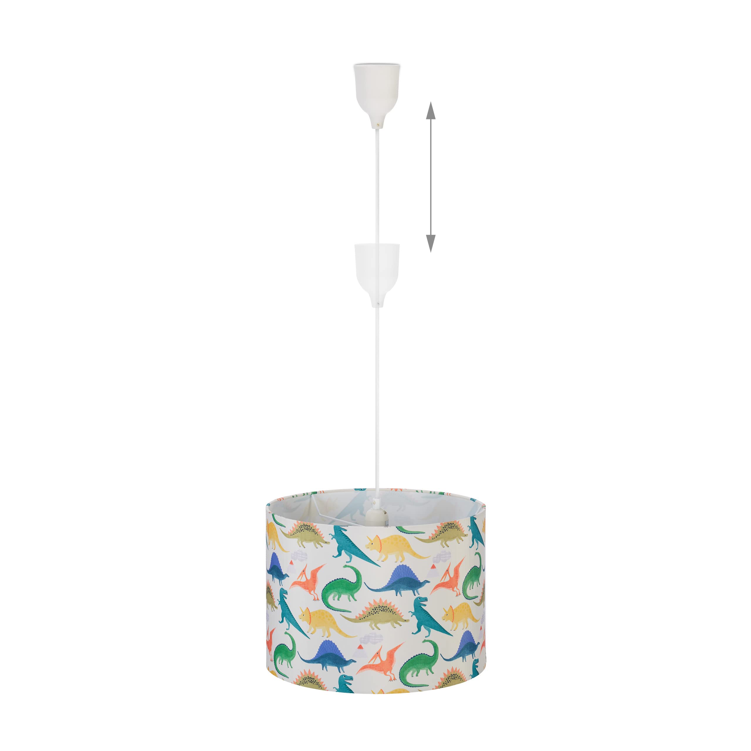 Relaxdays Lampadario a Sospensione per Bambini, Cameretta e Stanza dei Giochi, con Dinosauri, HxD: 145 x 35 cm, Colorato