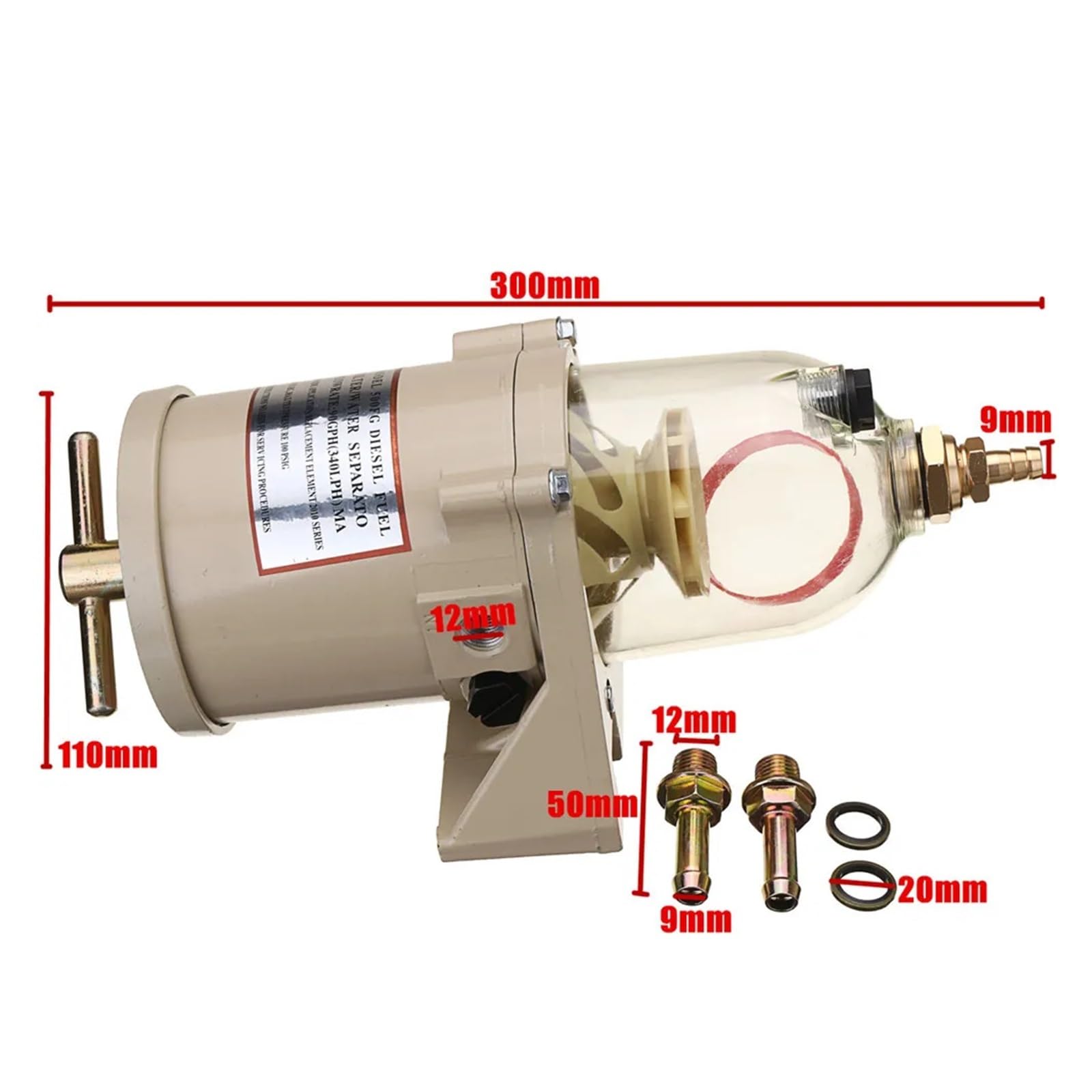 Filtro de Motor 500FG 500FH, Separador de Combustible, Aceite y Agua con Elemento filtrante 2010PM, Tubo de calefacción de 12 V/24 V, 2021