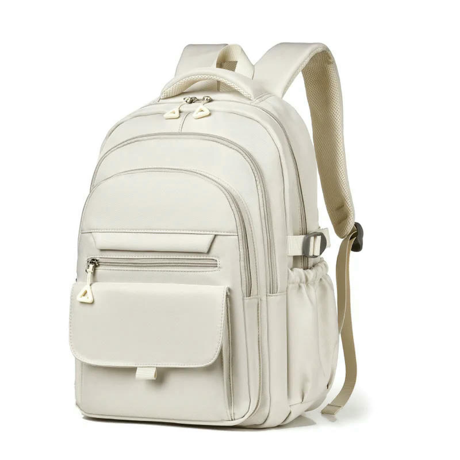 Hsqfcbd Off White School Bag Backpack With Laptop Compartment And Multiple Pockets For Middle School, High College Students