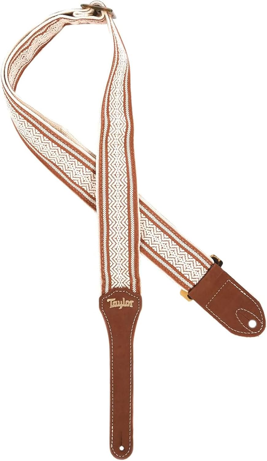 Taylor Strap White/Brown Jacquard Cotton 2"