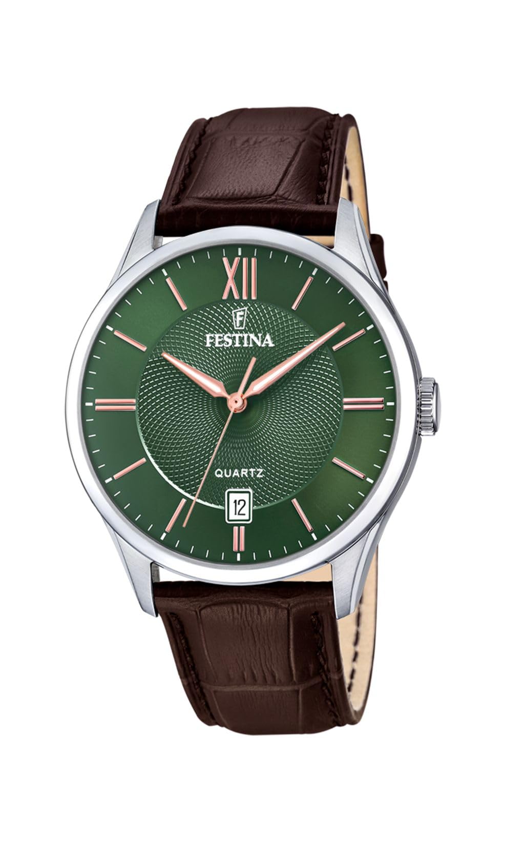 Festina Reloj Hombre Analógico de Cuero - Movimiento de Cuarzo - Calendario - Cristal Mineral de Alta Resistencia - Resistente al Agua 5 ATM Elegante y Clásico F20426/7
