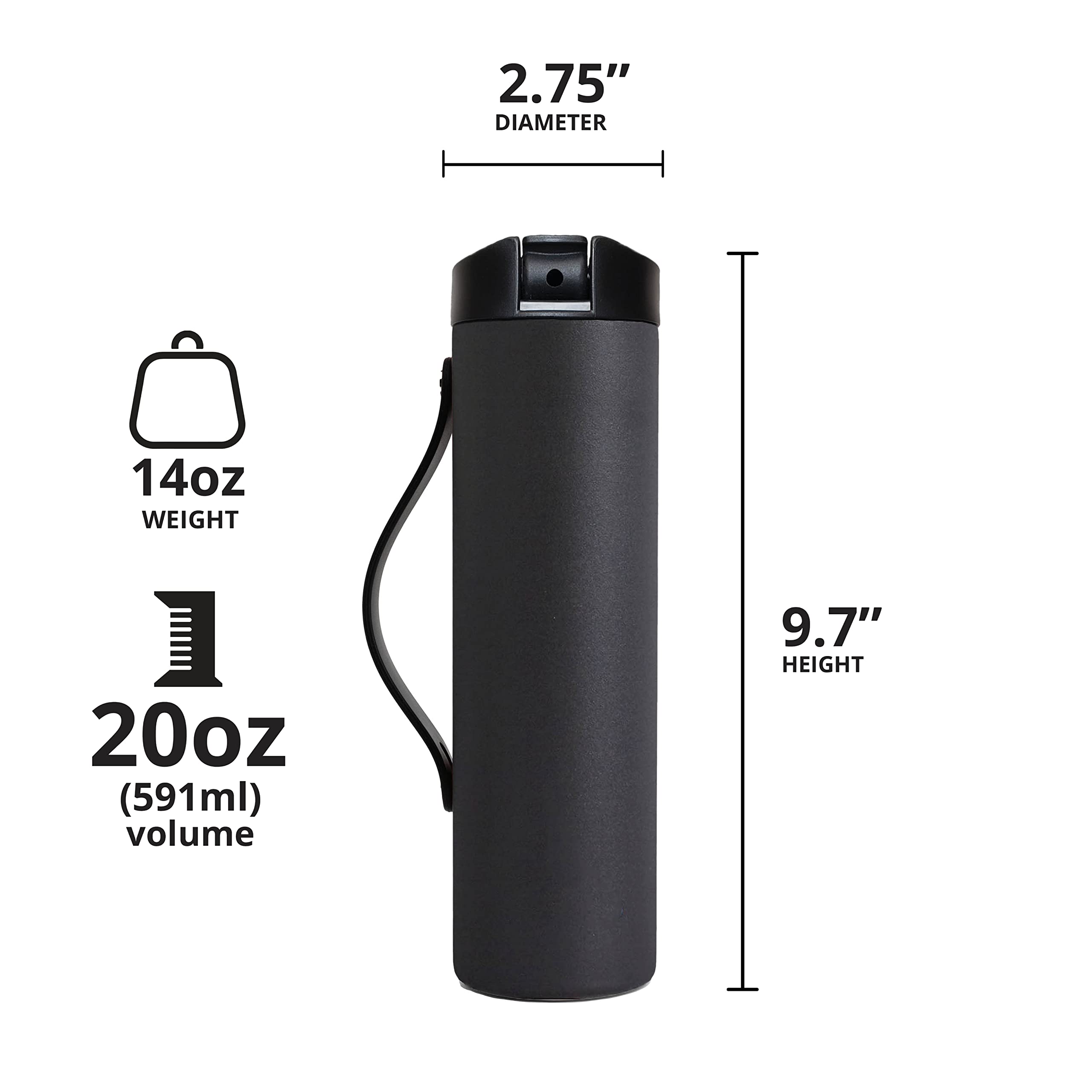 Elemental Iconic Edelstahl-Wasserflasche 590 Ml – Dreifach Isoliert, Mit Strohhalm & Sportdeckel, BPA-frei