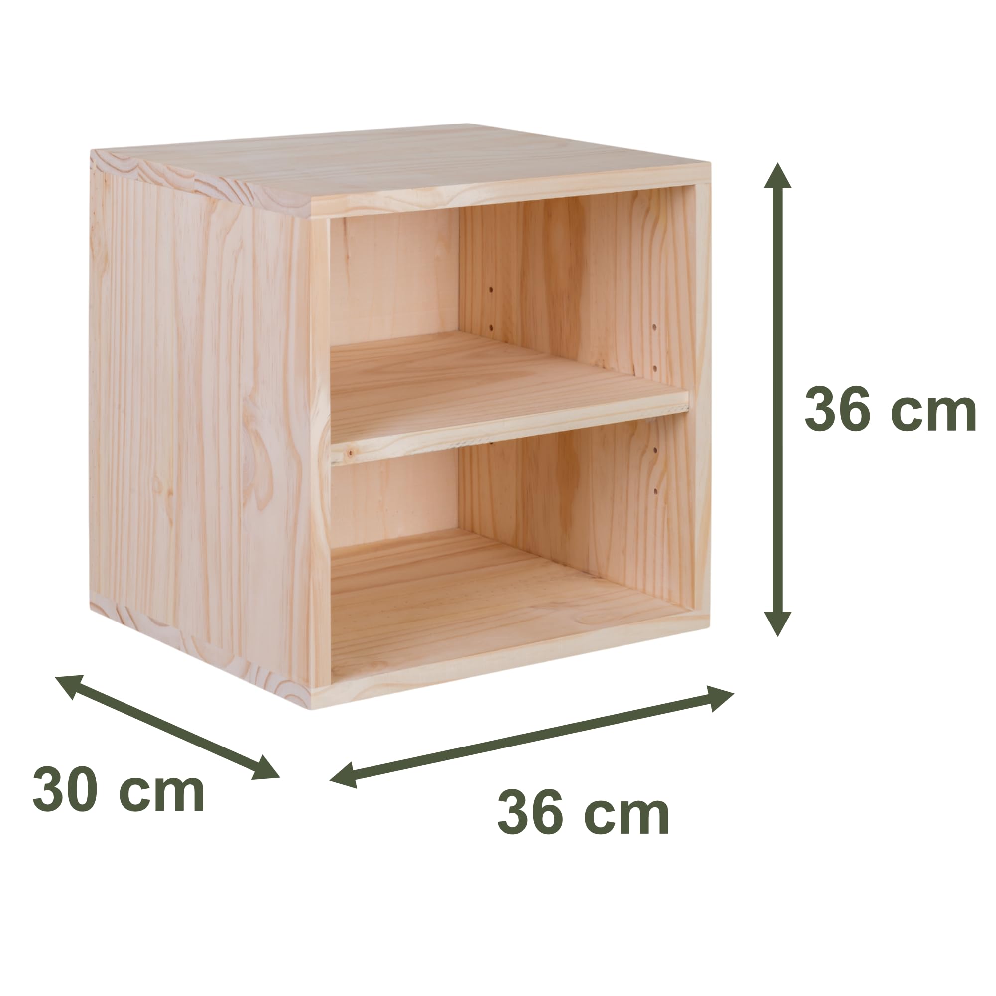 Regalwürfel "Modulable" | Kiefer Massiv | Verschiedene Ausführungen | Würfelmodul aus Vollholz | Korpus Kiefernholz | Holzmöbel | Organisation (Modul 2)