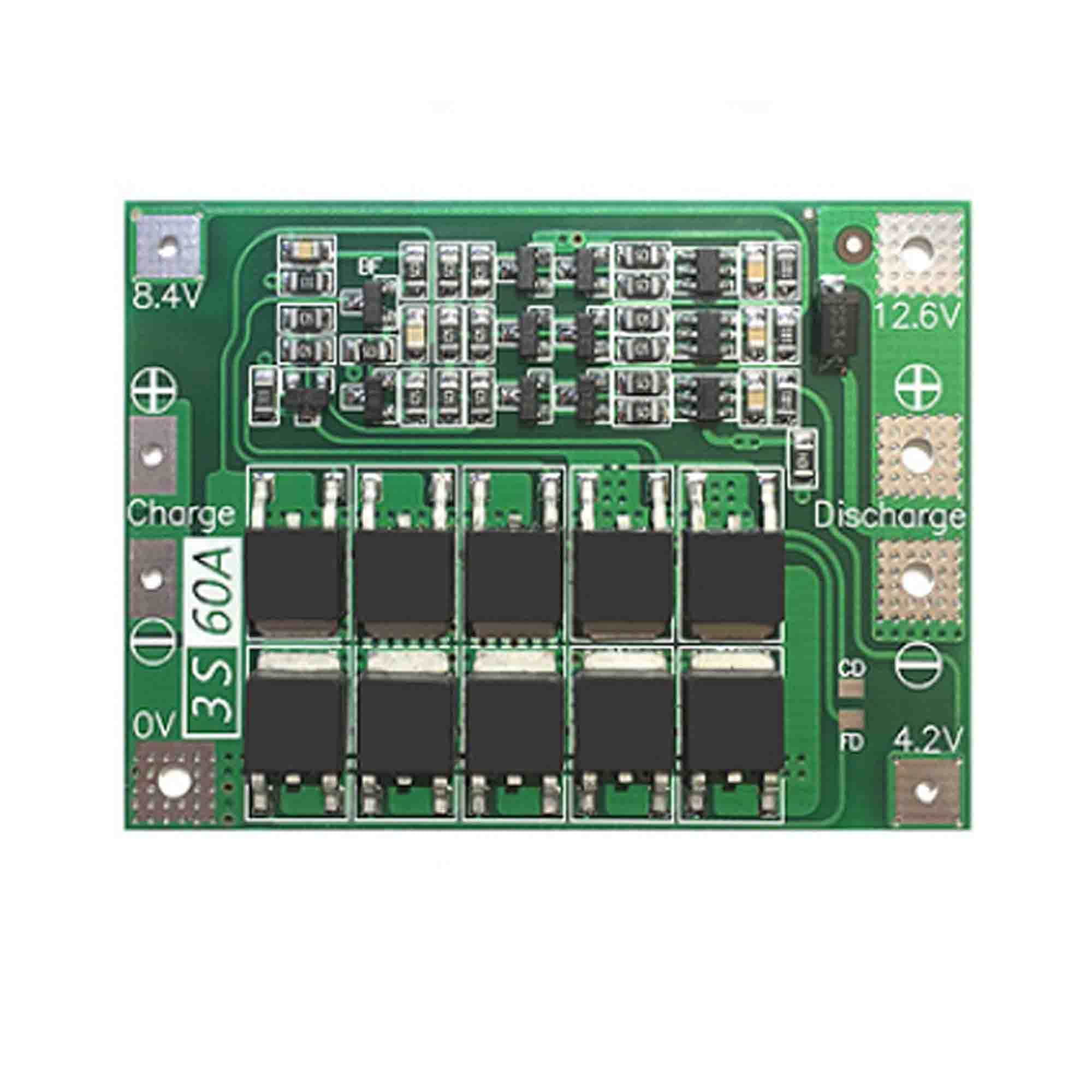 Reland Sun1Pcs 3S 4S 30A 40A 60A Protection Board 18650 BMS For Drill Motor 11.1V 12.6V 14.8V 16.8V Enhance Balance (3S 60A?Enhance)