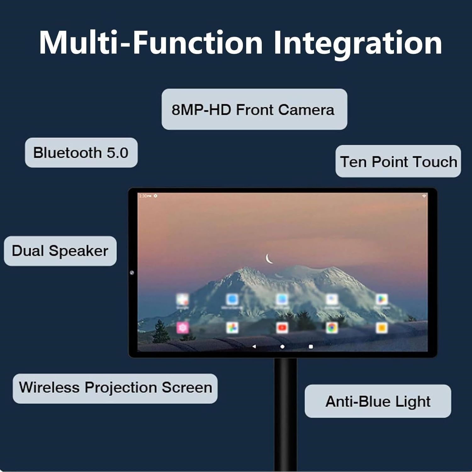 TV portatile touchscreen, Smart TV mobile con supporto girevole, TV esterna regolabile, monitor touch screen intelligente 1080P con controllo vocale, sistema operativo Android