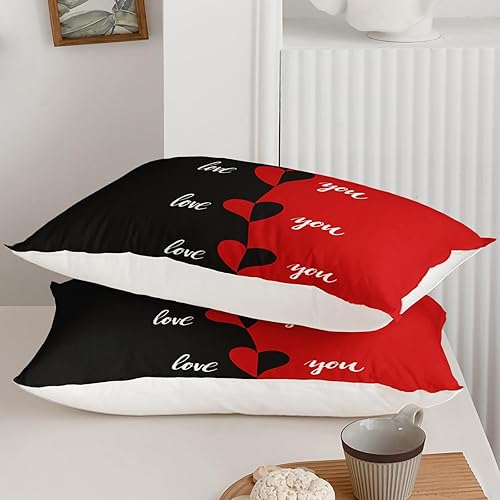 Miniatura 7 de Axolotl Mr Mrs - Juego de edredón individual, juego de ropa de cama negro y rojo, edredón para él y ella, ropa de cama romántica, regalos de boda