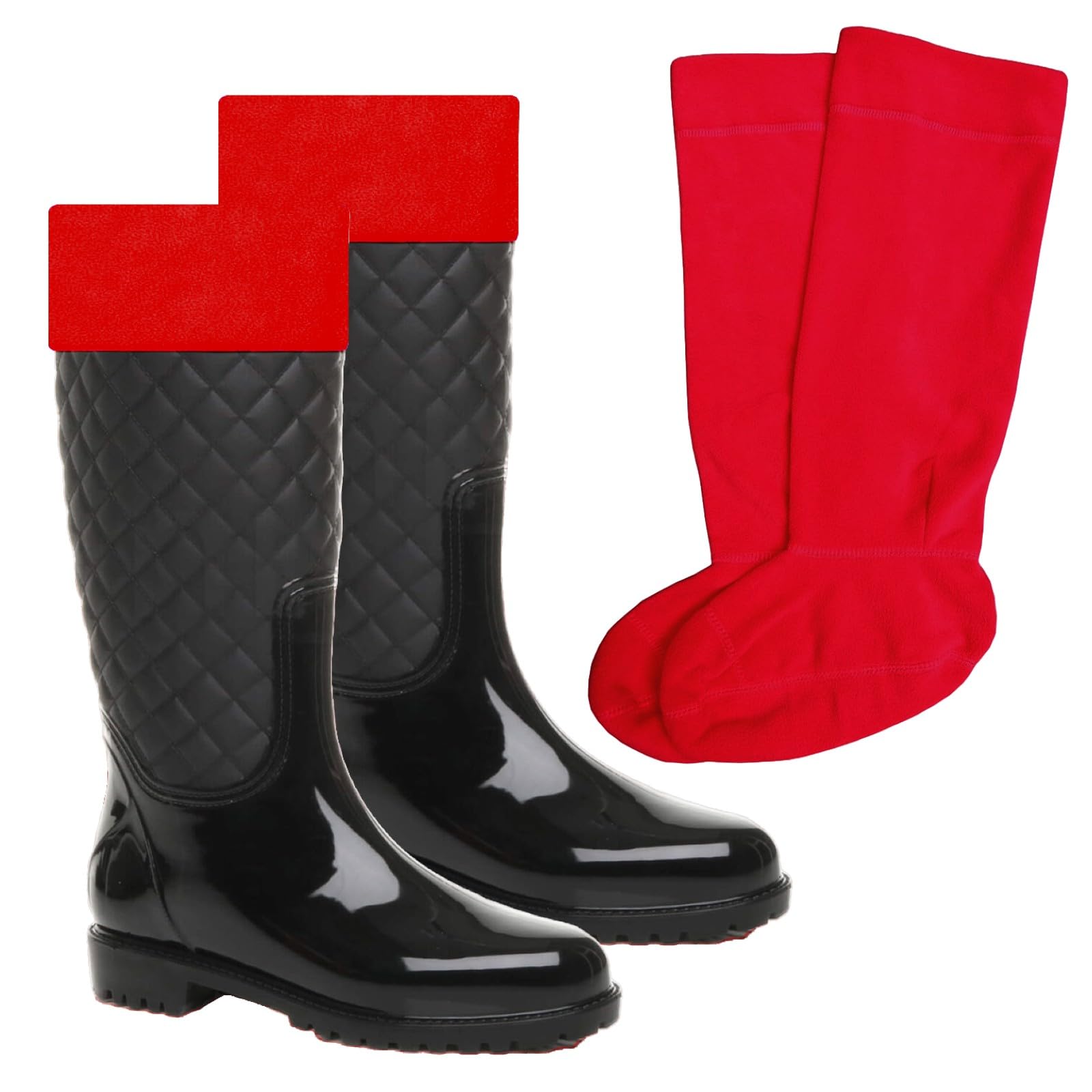 Sock-Tec Women's Red Fleece Wellie Socks Adult Girls Welly Wellington Boot Thermal Liners Warm Outdoor Sock One Size 3-5 (Uk, Numeric, 3, 5, Regular, Regular, )