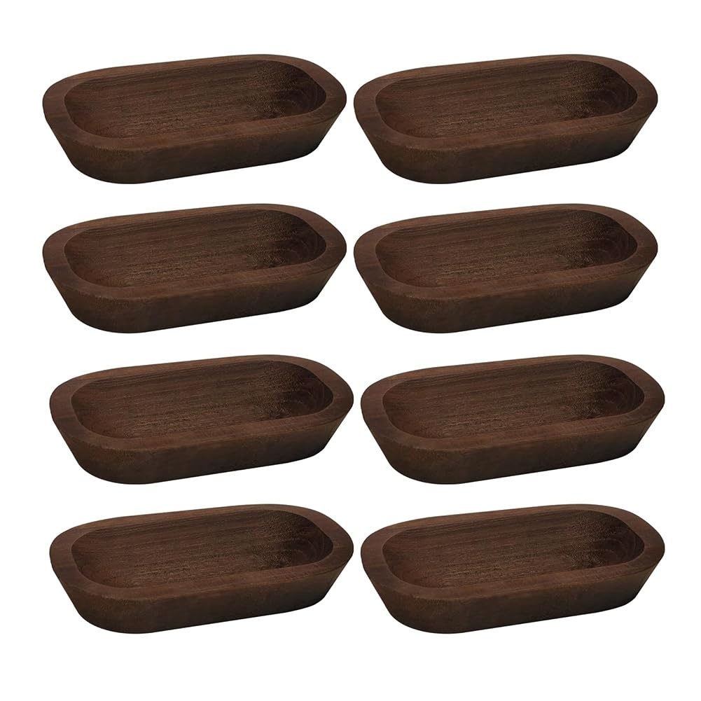 CTRLZS Wooden for Decorations Hand Carved for Food Bread Dough Bowls 8 Pcs Bulk for Candle Making Wood Dough Bowls