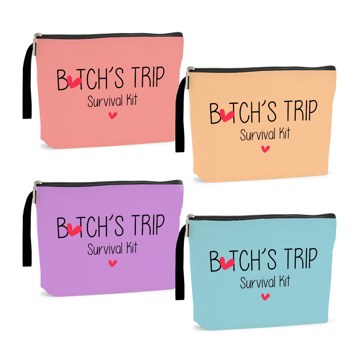 4Pcs Girls Trip Gifts Favors Weekend Bag Funny Makeup Bag Girls Weekend Gifts Friendship Weekender Bags for Women Girl Bestie Cosmetic Bags Zipper