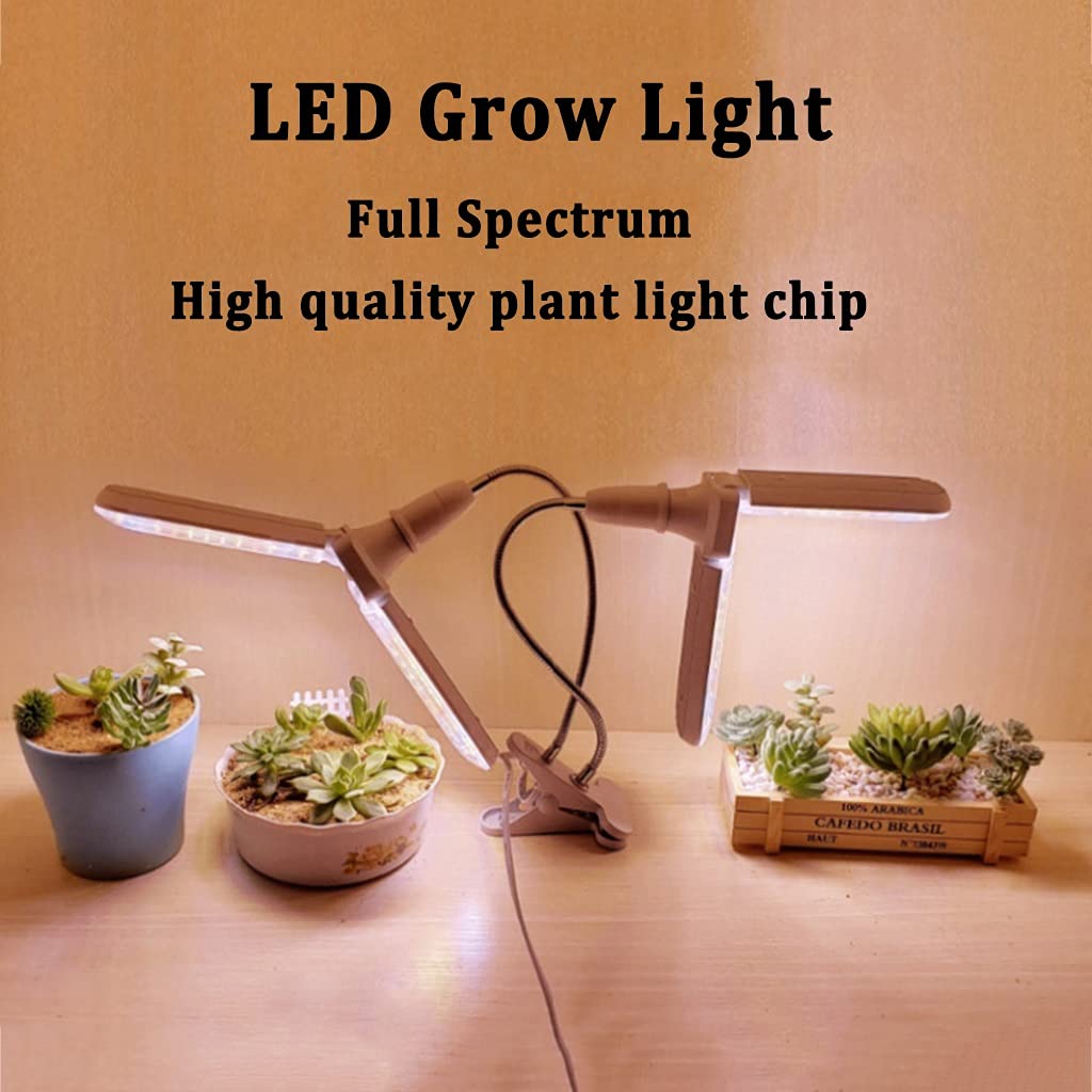 LED Crece la Luz para Plantas de Interior,Luces para Plantas con Clip de Cuello de Cisne Espectro Completo,para Hidroponía,Invernadero,Hortalizas,Zócalo E26 /E27 (Color : Double Head)