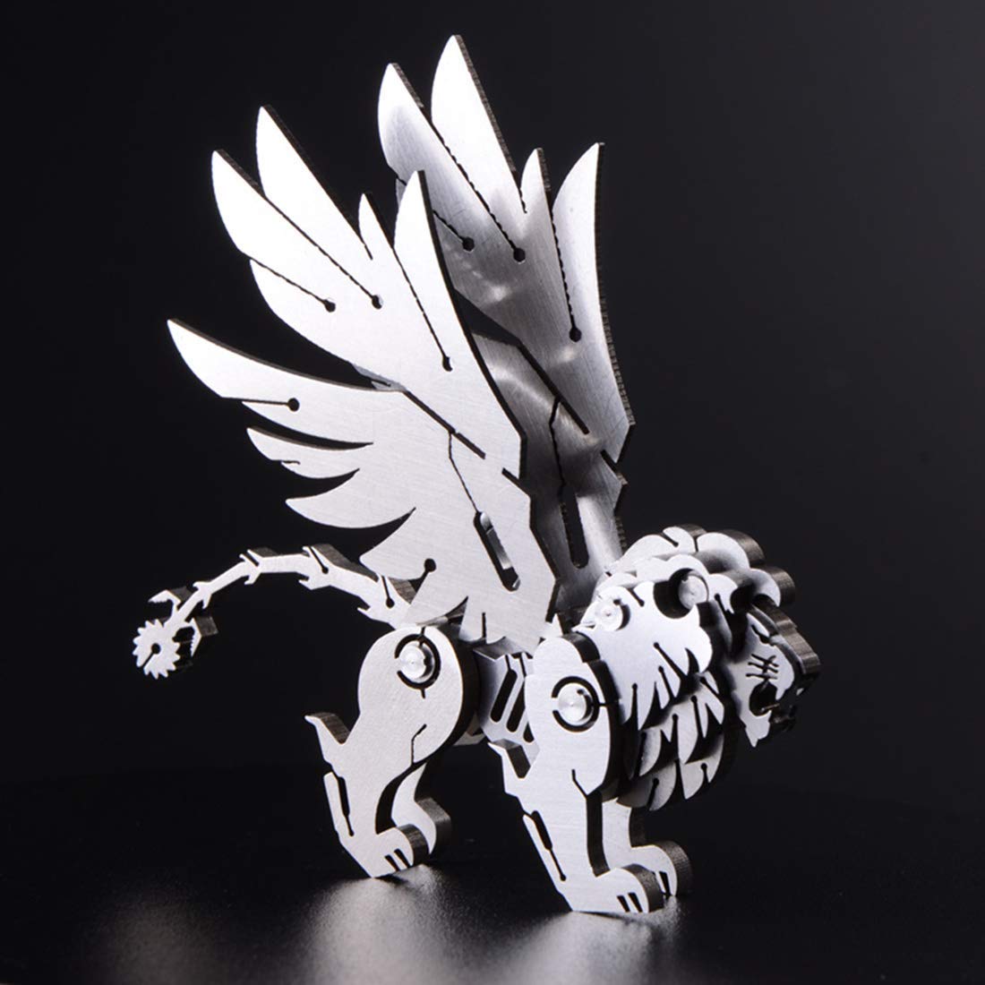 Metalkitor Zestaw 4 modeli metalowych puzzli 3D - lew, lis, wilk i koń - montaż zdejmowane ozdoby DIY - idealny dla dzieci i dorosłych
