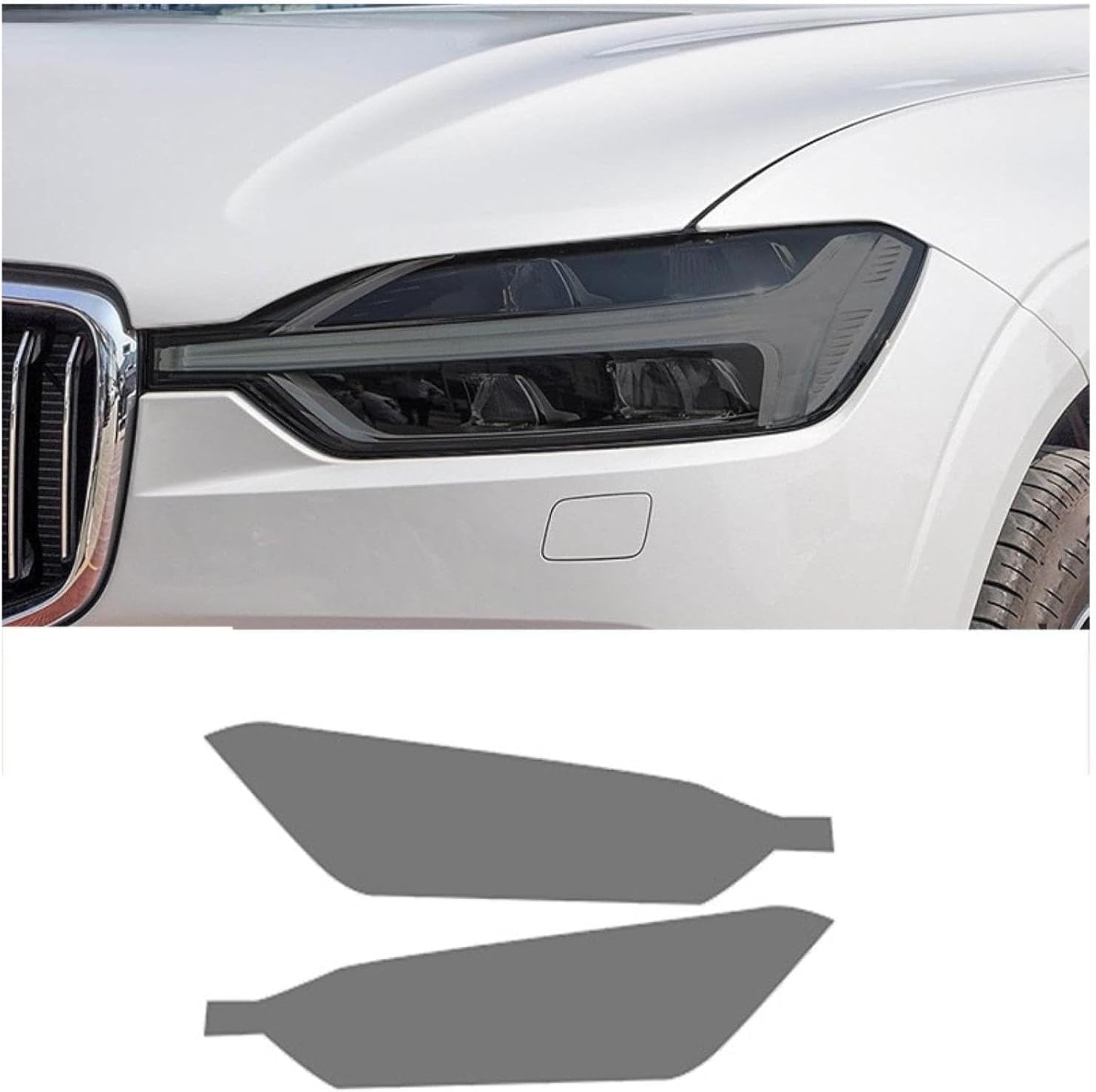 SamLng Car Front Light Film for Volvo XC60 2018-2020 Car Headlight Film Front Light Transparent Blackened Moulding Vinyl Protection Sticker Car Light Film