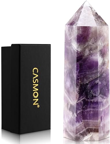 Miniatura 1 de CASMON Varita de cristal de 3.2 a 3.5 pulgadas, torre de cristal curativo, piedra natural de cuarzo natural de 6 puntas pulidas con caja de regalo