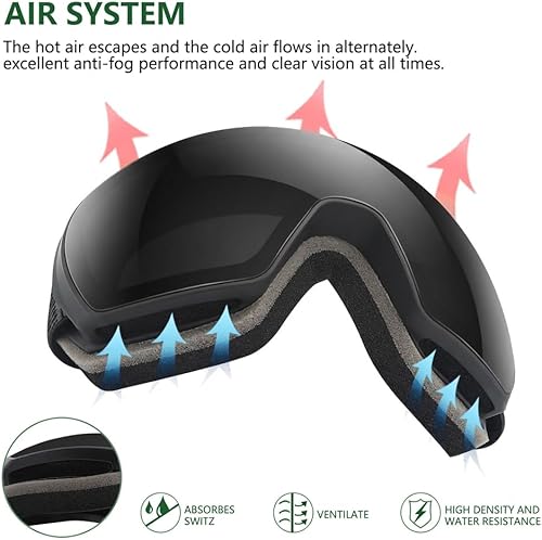 Miniatura 7 de OULAIQI Gafas de esquí de nieve, protección OTG UV400, anti niebla, esquí, patinaje, snowboard, gafas de snowboard para hombres, mujeres y jóvenes