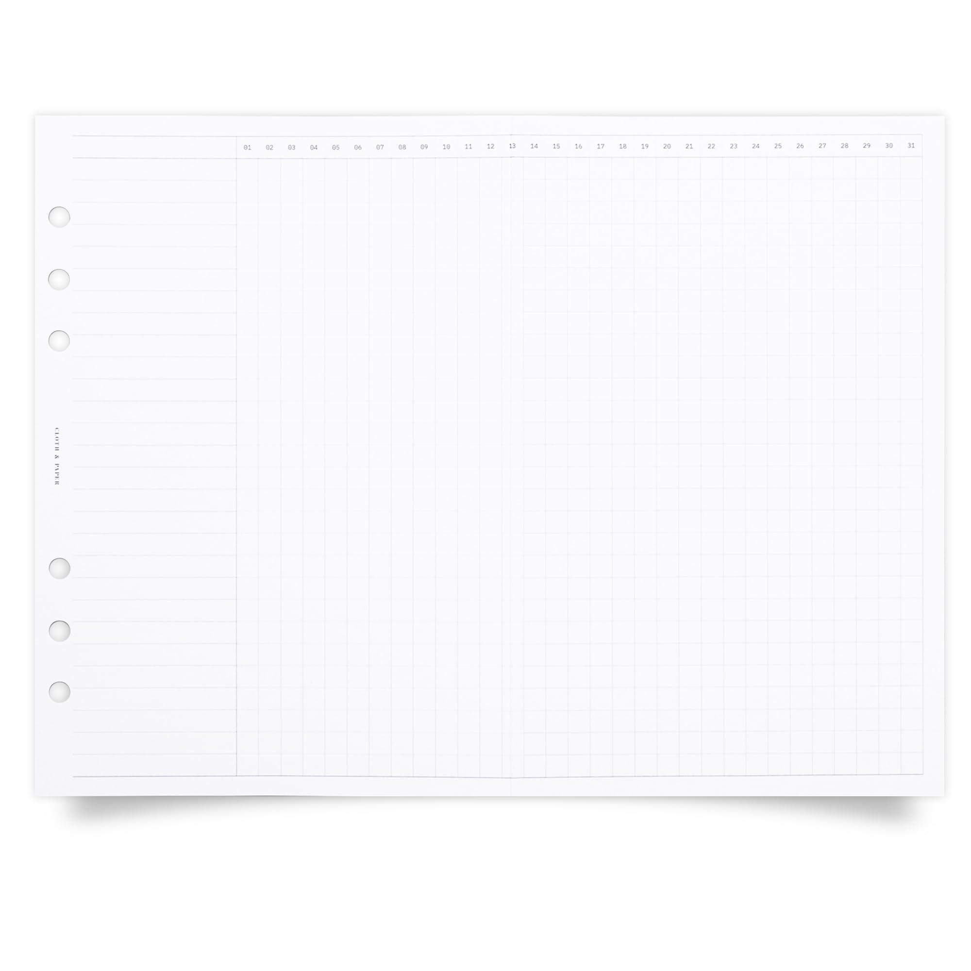Habits - Inserto pieghevole per pianificare le abitudini di 2 mesi, carta bianca spessa, griglia giornaliera pieghevole, design neutro, perforato per pianificatori formato A5