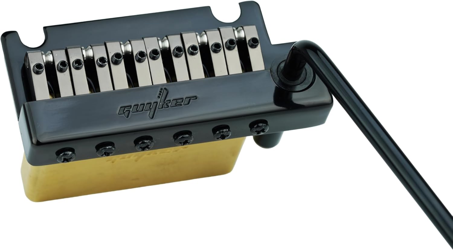 Guyker Guitar Tremolo Bridge String Spacing 10.8MM with Brass Roller Saddle and Brass Block & Bridge Stud, Spring and Claw, Pop-In Vibrato Bar, Complete Install Kit, GG1009-T Black
