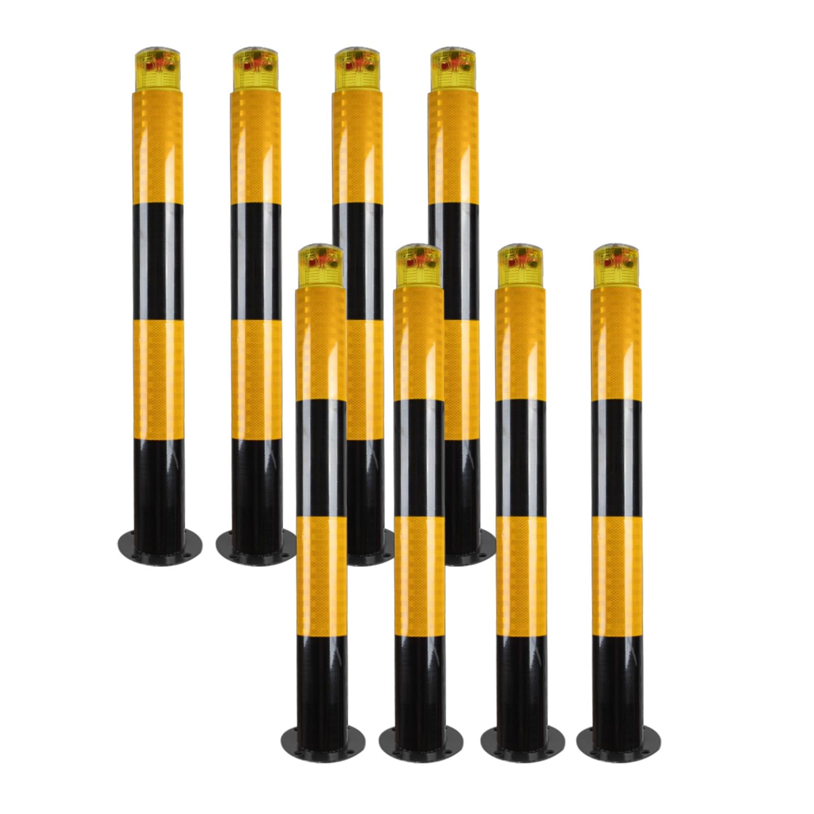 Lot de 8 bornes de sécurité en métal robuste avec bande réfléchissante en acier, 8 pièces, jaune-800 x 89 mm / 31.5 * 3.5in