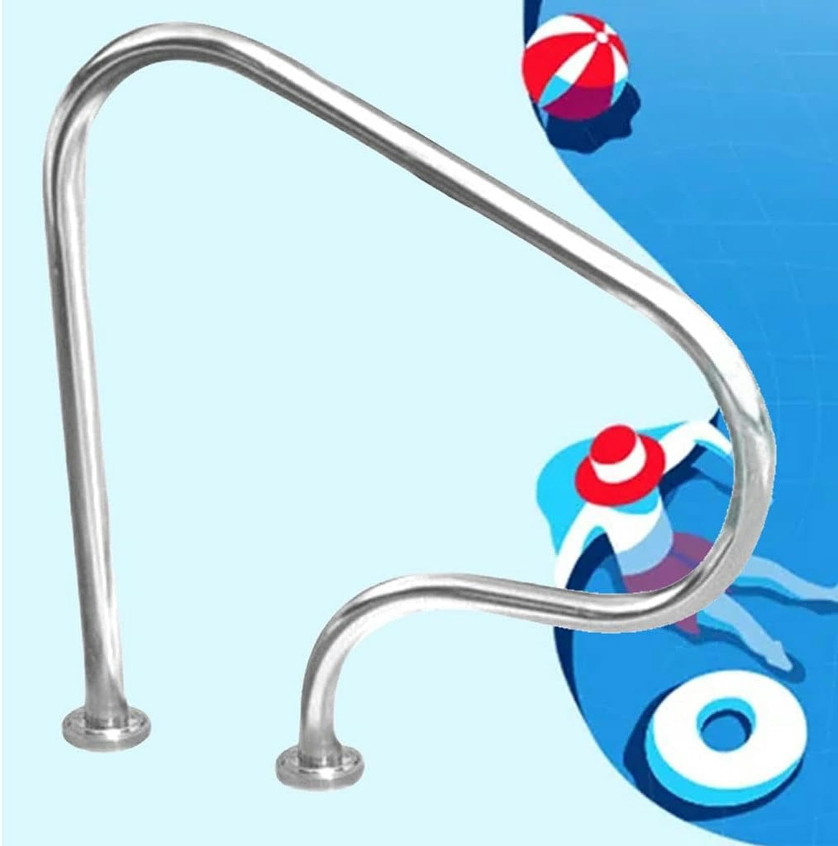 1 Barandilla para Piscina, pasamanos para Piscinas enterradas, pasamanos para Piscina, Fabricado en Acero Inoxidable 304, fácil de Instalar.